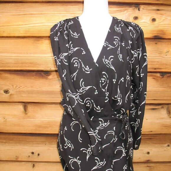 NWT Joie Black Silk Print Wrap Dress - Picture 3 of 9